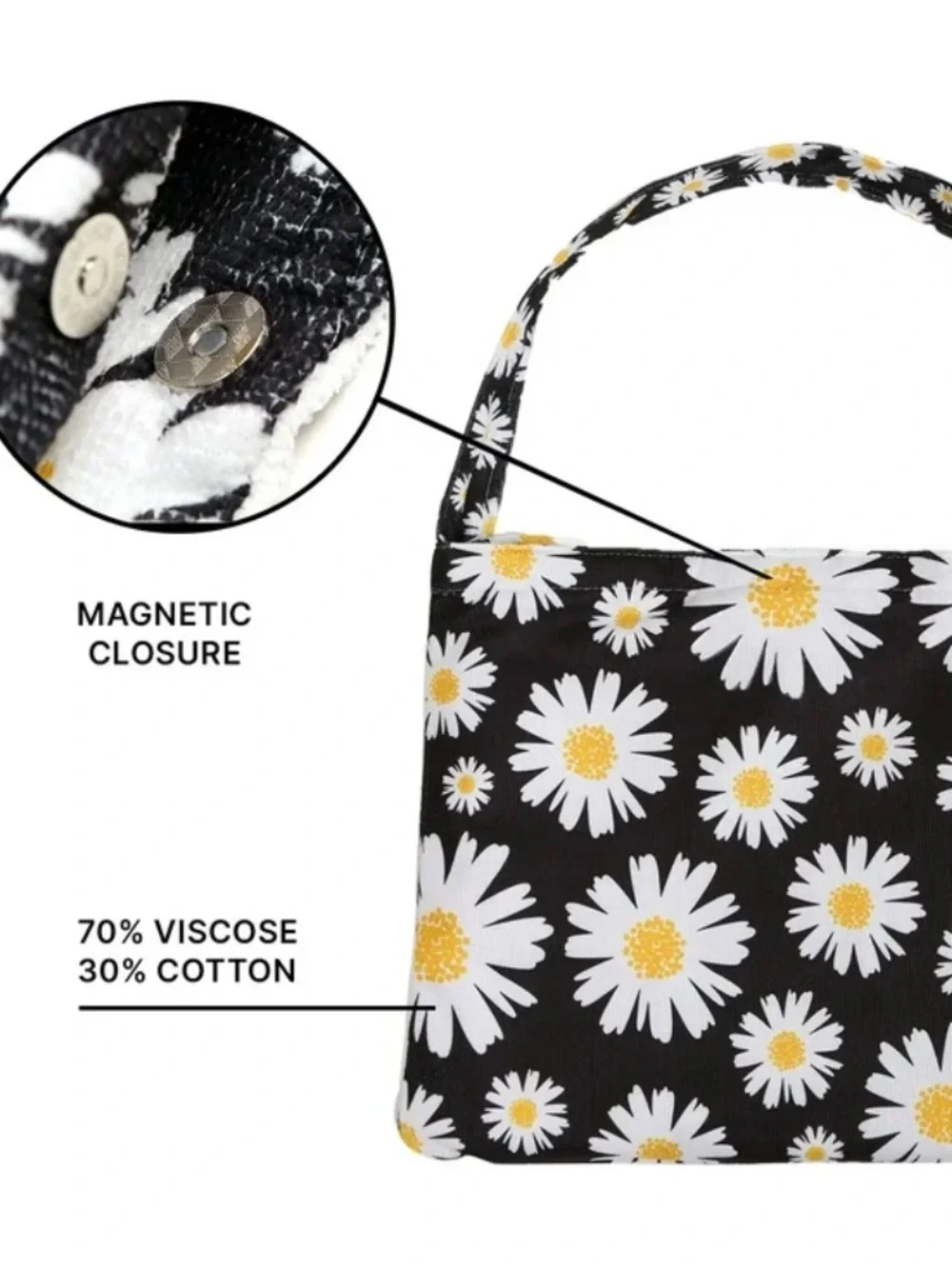 Daisy Print Black 2 in 1 Beach Towel - Women Swim